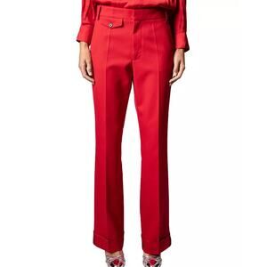 Zadig & Voltaire Size 0/2 Red Poetia Gabardine Relaxed Pants New with Tags